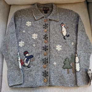 Vintage Woolrich women's sweater medium snowmen snowflakes